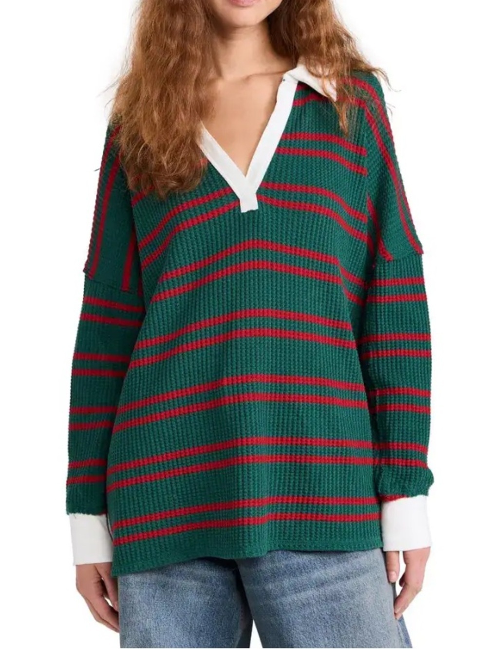 Free People Striped Travis Polo NWT